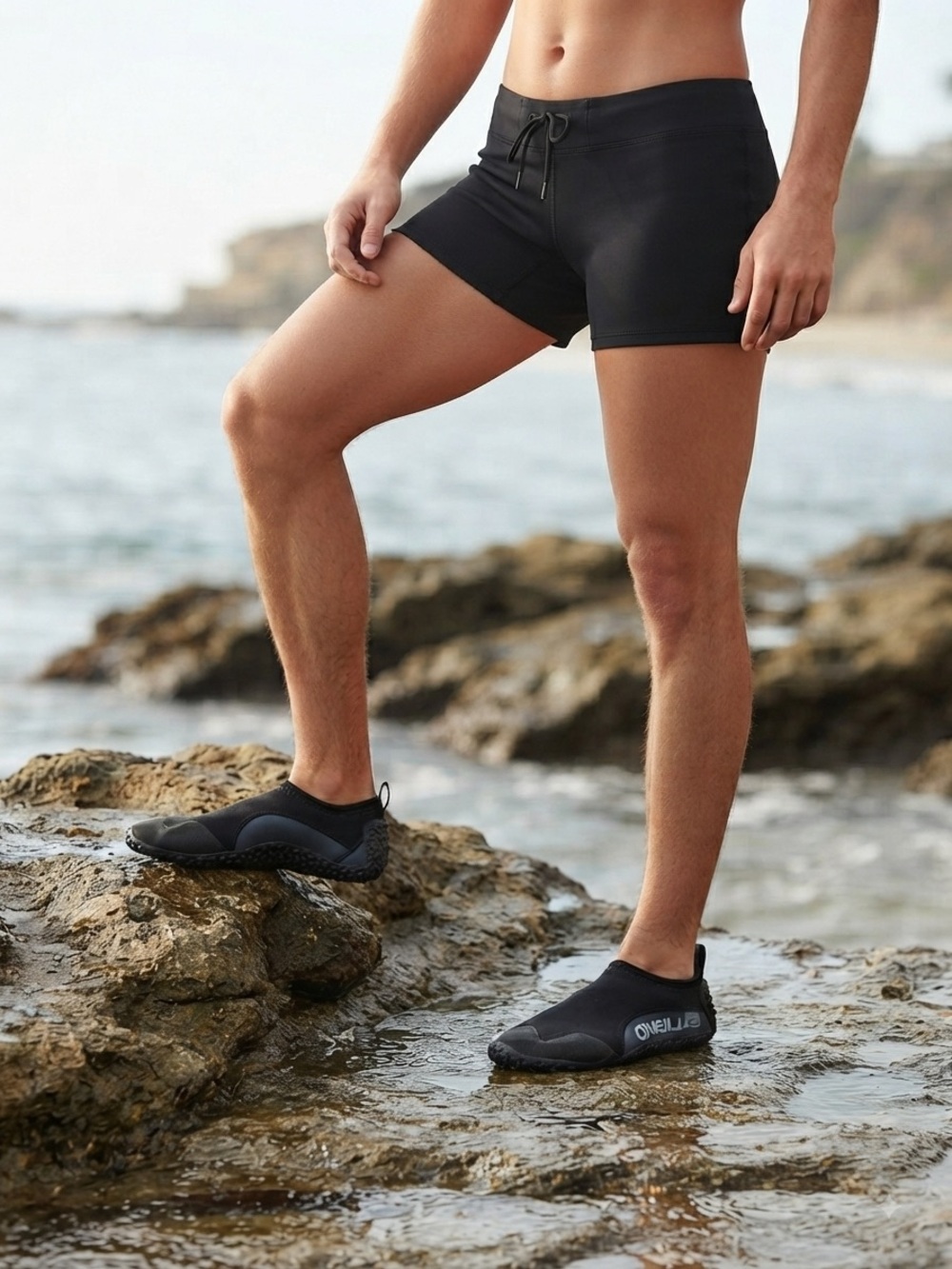 O'Neill Reef Booties Water Surf Shoes Black Navy & Gray Size 8 Black